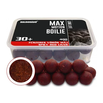 HALDORÁDÓ MAX MOTION Boilie Long Life 30+ mm - Fűszeres Vörös Máj