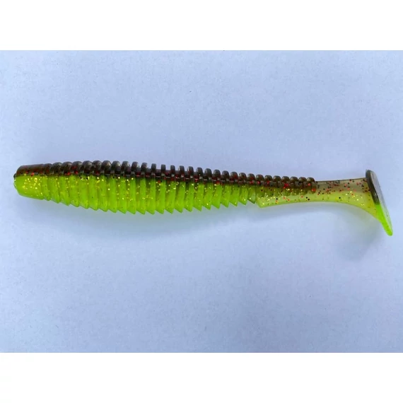 U-Shad 4" (8pcs.), #203 - Green Pumpkin/Flo Chartreuse