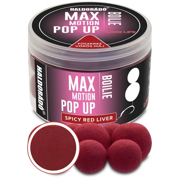 HALDORÁDÓ MAX MOTION Boilie Pop Up 16, 20 mm - Fűszeres Vörös Máj