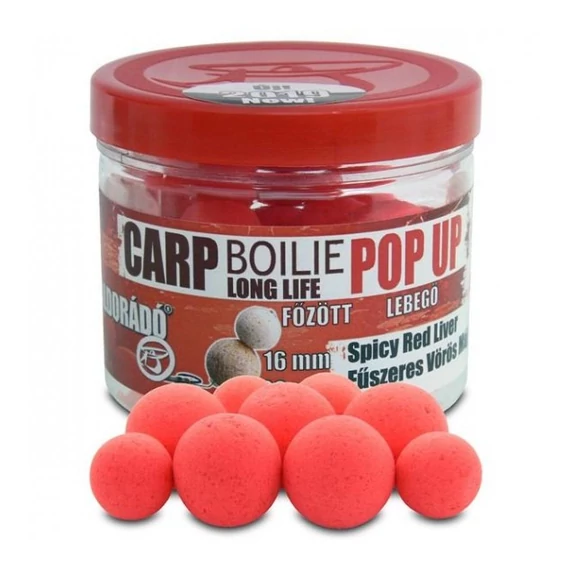 Haldorádó Carp Boilie Long Life Pop Up 16, 20 mm - Fűszeres Vörös Máj