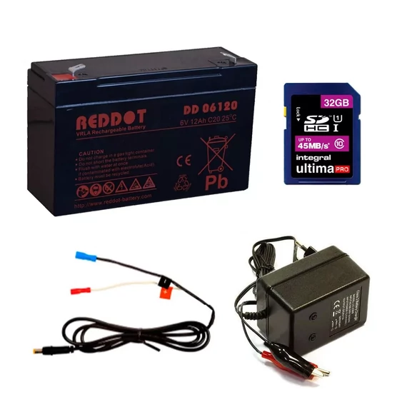 Kamera kiegészítő szett (6V 12Ah zselés akku + töltő + tápkábel + 32GB SD)